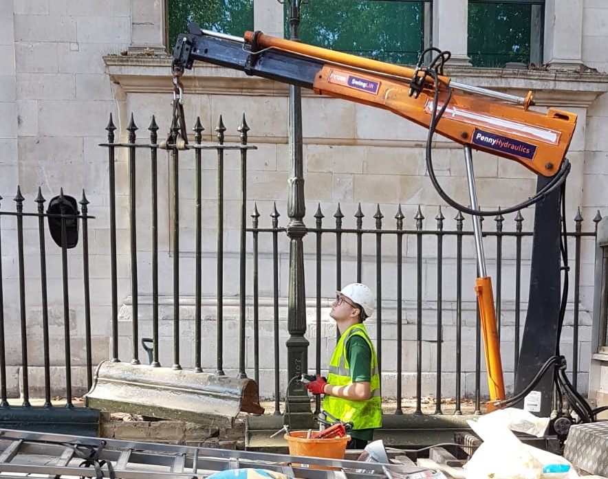 Railing restoration works at a London church